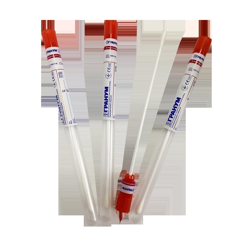 Аплікатор із віскозною кінцівкою у транспортній пробірці, пластиковий стрижень стерильний (інд. уп.)